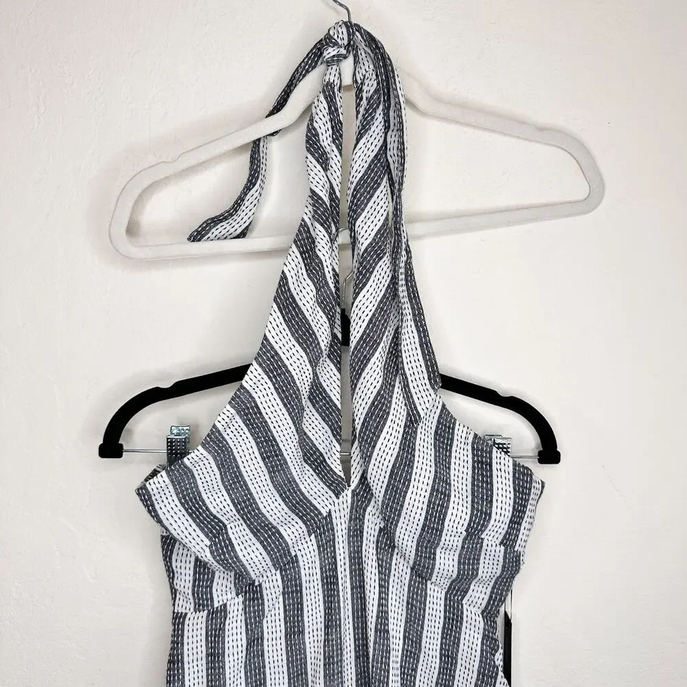 NWT House of Harlow x Revolve Amina White Black Embroidered Stripe Mini Dress Sm - Picture 3 of 13